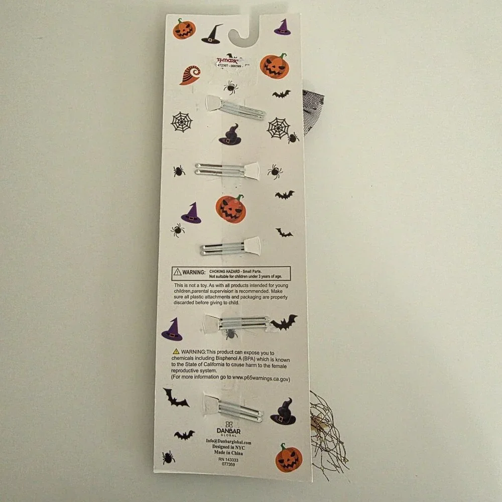 Girls Cute Halloween Hair Clips | 3D Glitter Pinch Clip | Set of 5 | NEW
